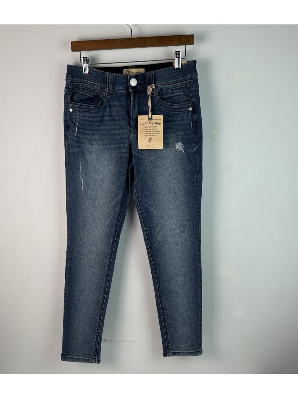 Democracy "Ab" Solution Ankle Skinny Women's Jeans Blue Sz 6 Freedom Distressed